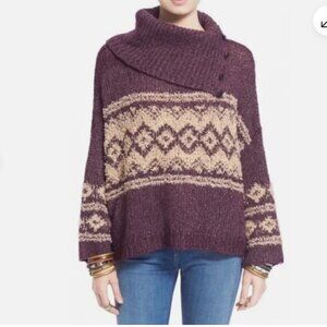 Free People Oversized Drop Shoulder Knit Cowl Neck Women’s Sweater Size Medium